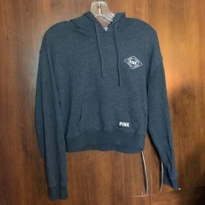 VS Pink Dark Grey Cropped Hoodie Size Small GUC